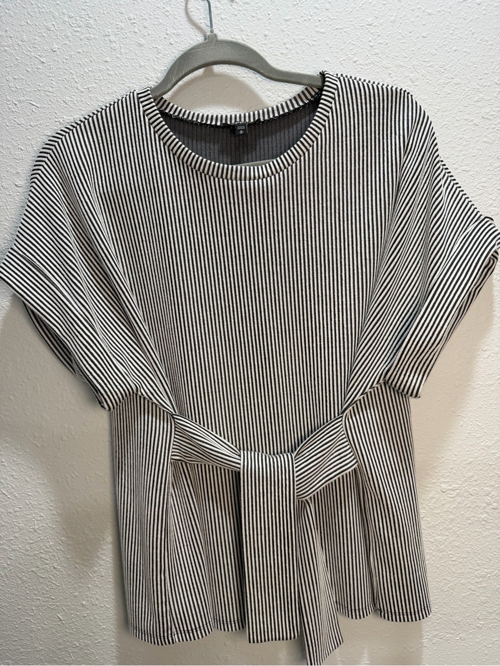 Express Black & White Striped Tie-Waist Top